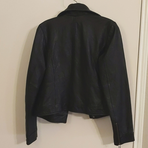 Black 100% Genuine Leather Moto Jacket, Black sz Sm - Picture 7 of 7